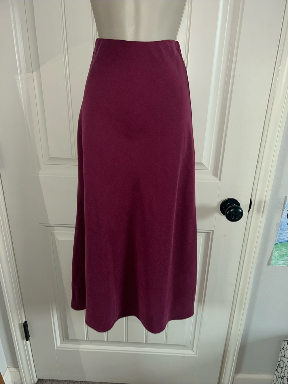 NEW Karen Kane Plum Wine Midi Skirt Sz S Elastic Waist